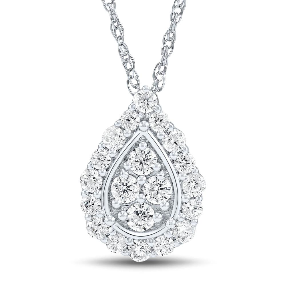 Lab Grown Diamond Pear-Shaped Cluster Pendant in 10K White Gold (1/2 ct. tw.) – Image 1 of 3