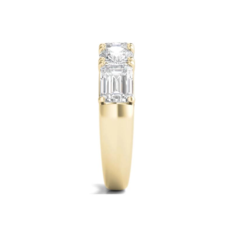 Round &amp; Emerald-Cut Lab Grown Diamond Five-Stone Band in 14K Yellow Gold &#40;4 ct. tw.&#41; – Image 3 of 3