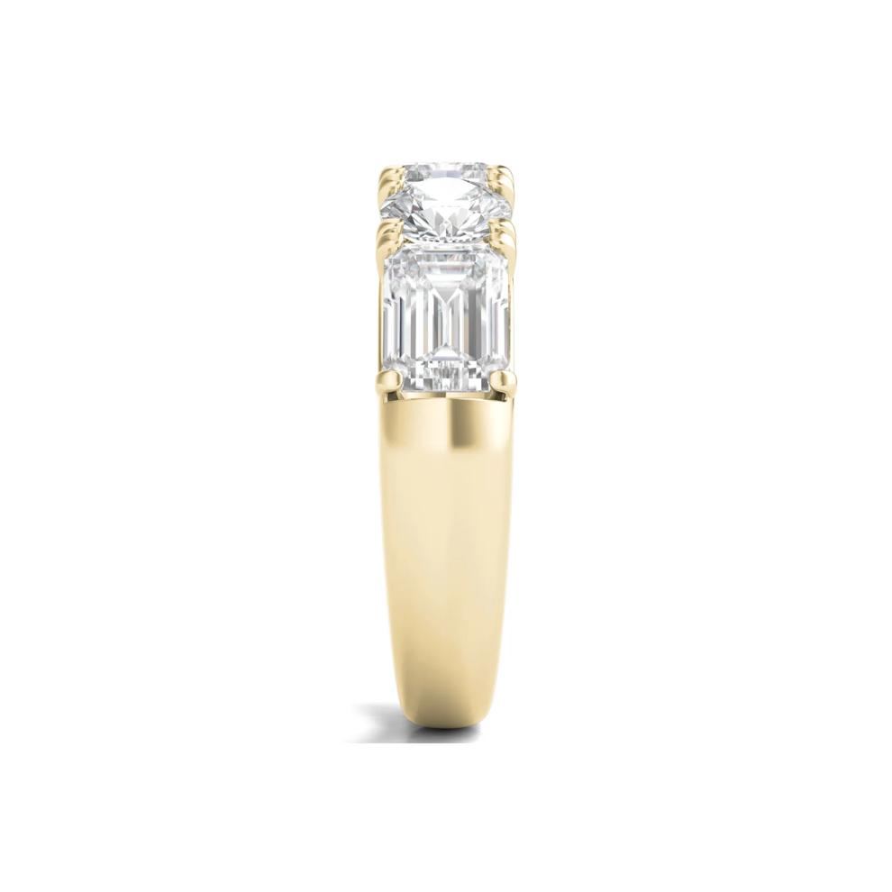 Round &amp; Emerald-Cut Lab Grown Diamond Five-Stone Band in 14K Yellow Gold (4 ct. tw.) – Image 3 of 3