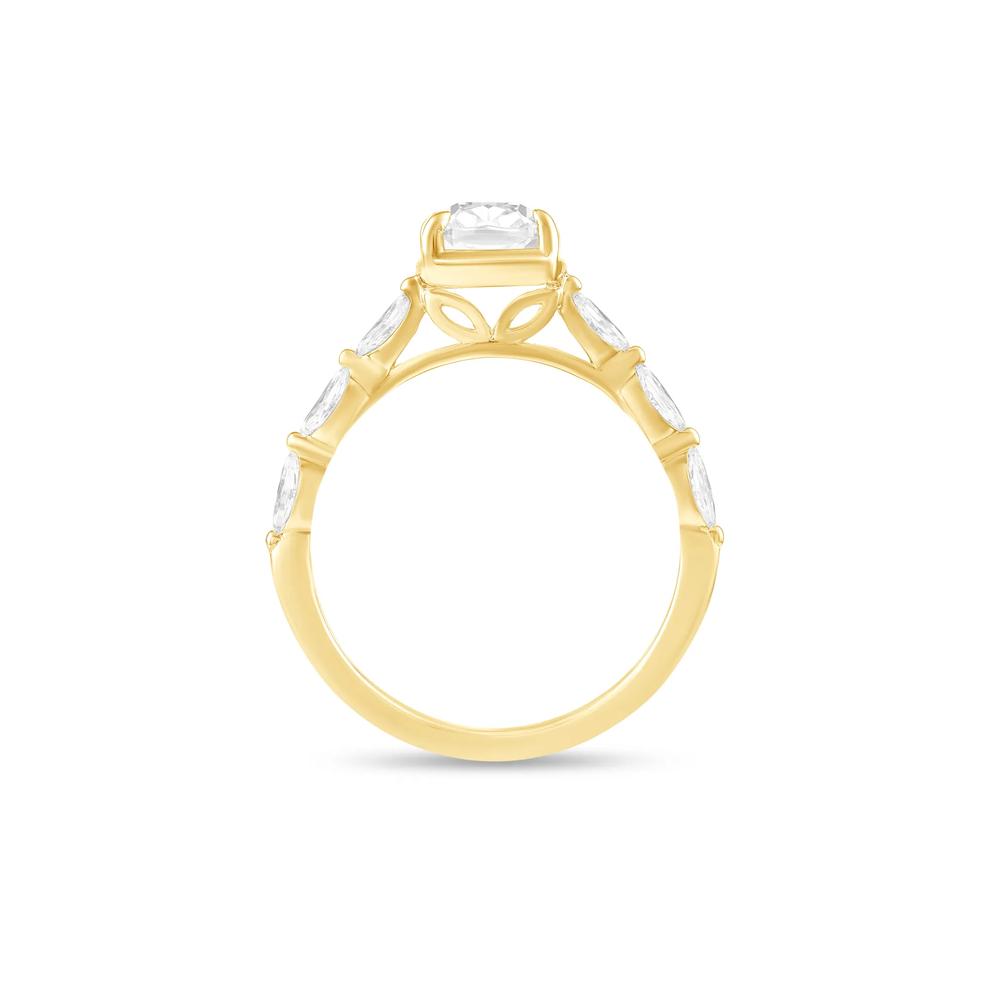 Lab Grown Diamond Elongated Cushion Center Engagement Ring in 10K Yellow Gold (2 ct. tw.) – Image 2 of 4