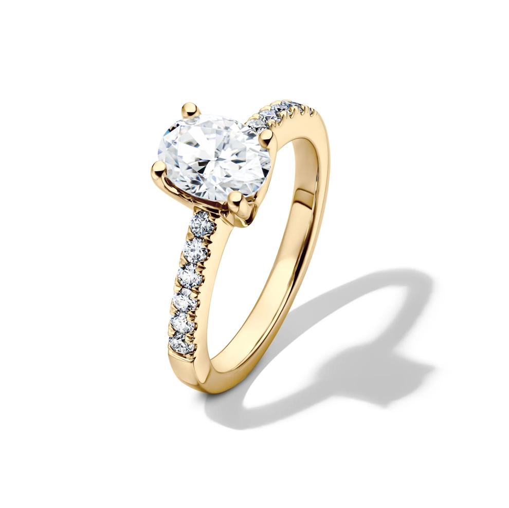 Lab-Created Moissanite Oval Ring in 10K Yellow Gold (1 4/5 ct. dew) – Image 4 of 4
