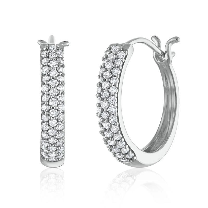 Diamond Hoop Earrings in 10K White Gold &#40;1/2 ct. tw.&#41; – Image 1 of 1