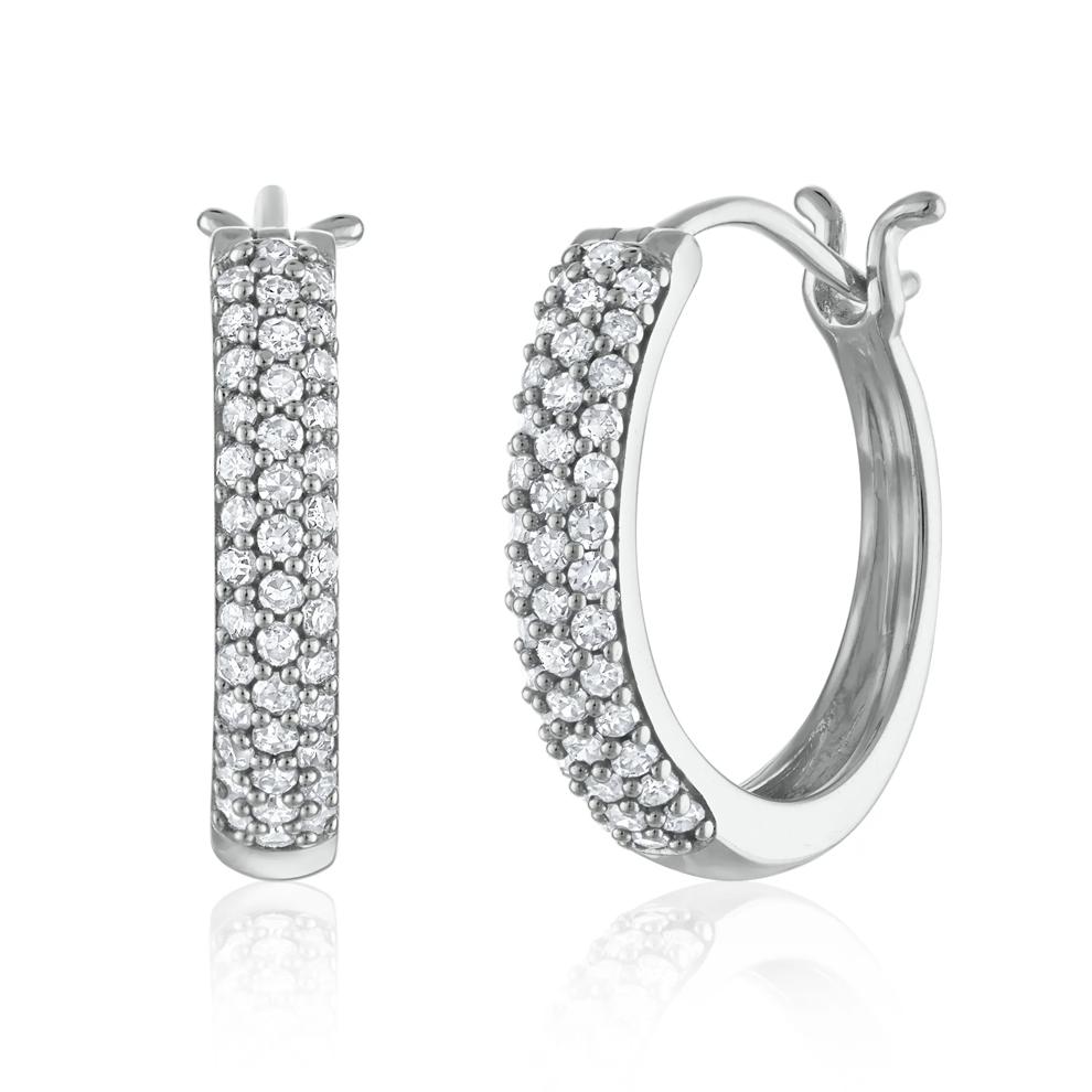 Diamond Hoop Earrings in 10K White Gold (1/2 ct. tw.) – Image 1 of 1