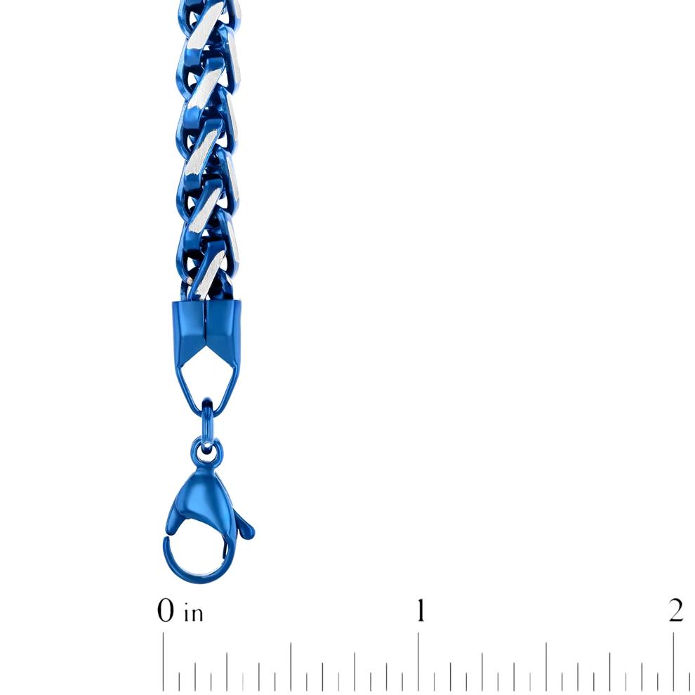 Wheat Link Chain Bracelet in Blue Ion-Plated Stainless Steel, 6MM, 8.5" – Image 4 of 4