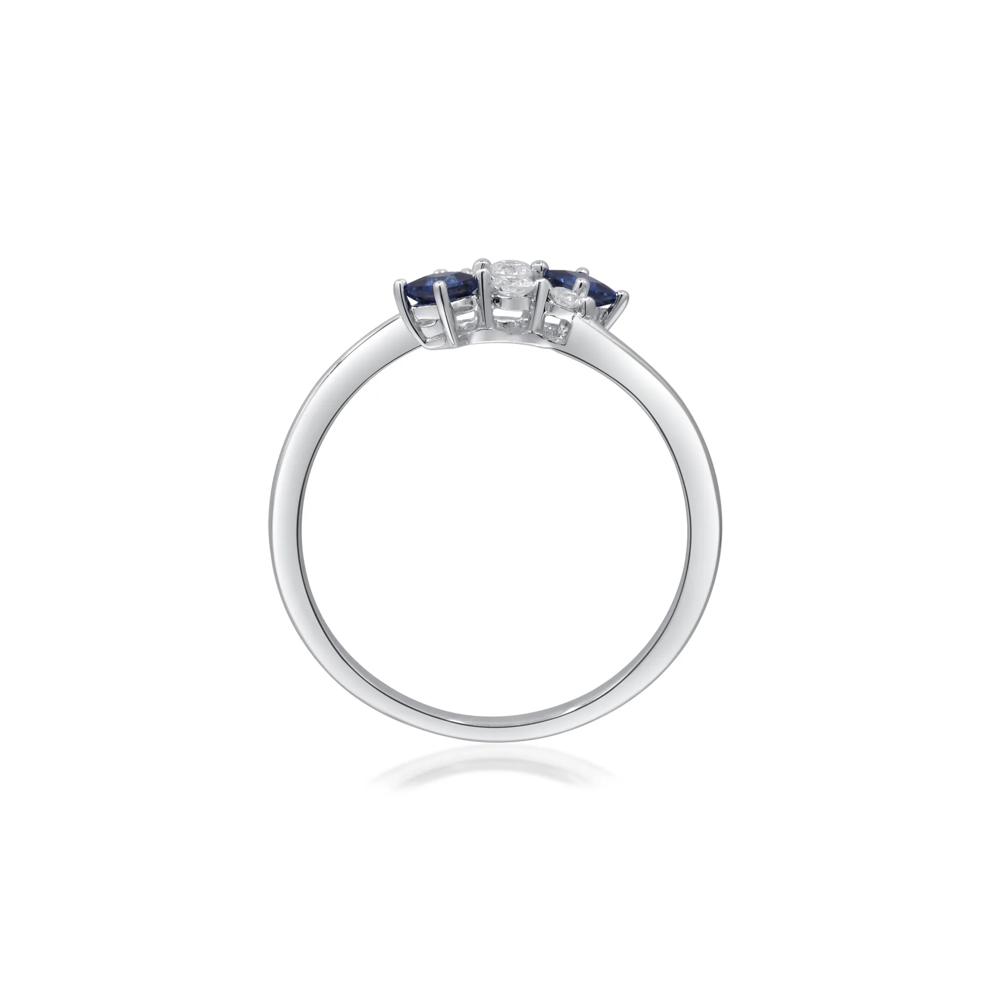 Blue Sapphire &amp; Diamond Ring in 10K White Gold (1/10 ct. tw.) – Image 2 of 5