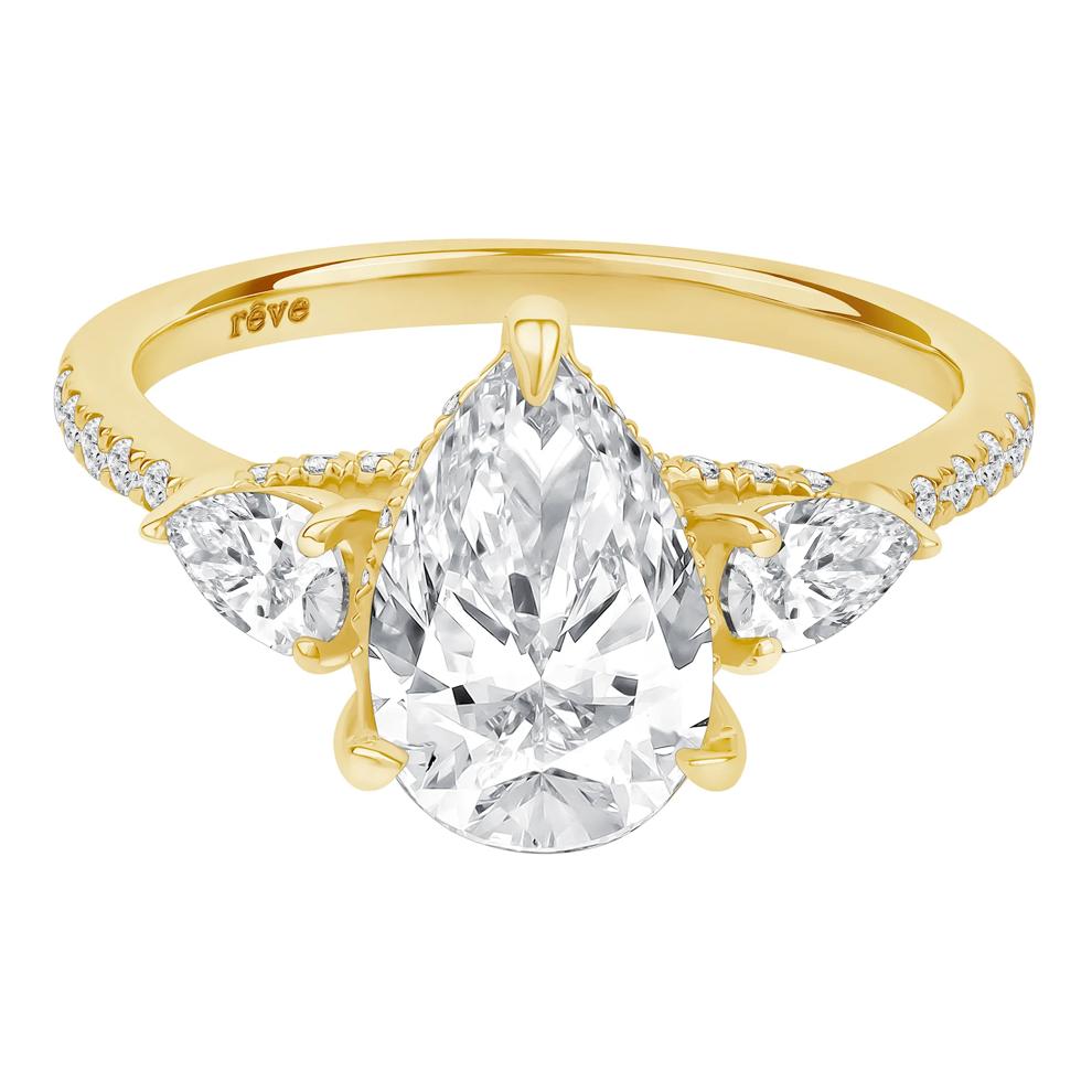 River Lab Grown Diamond Pear-Shaped Engagement Ring in 14K Yellow Gold (3-1/4 ct. tw.) – Image 1 of 3
