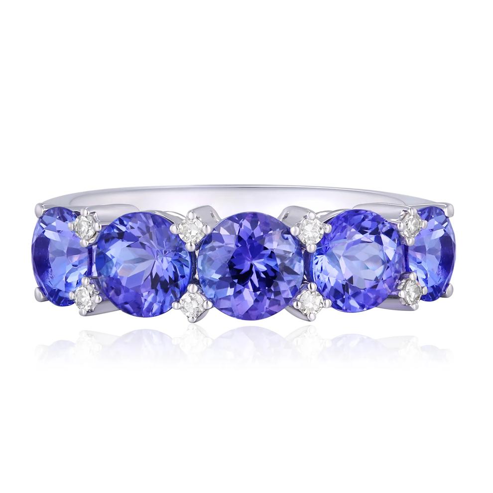 Tanzanite &amp; Diamond Accent Ring in 10K White Gold  – Image 1 of 3