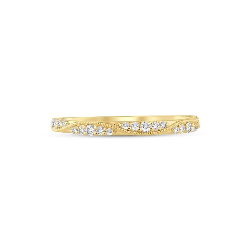 Lab Grown Diamond Milgrain Wave Stack Band 10K Yellow Gold &#40;1/5 ct. tw.&#41; – Image 1 of 3