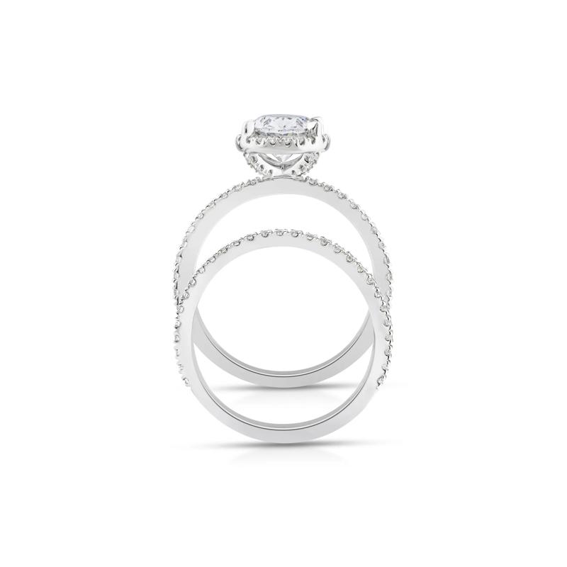 Lab Grown Diamond Oval-Shaped Halo Bridal Set in 14K White Gold &#40;2 3/4 ct. tw.&#41; – Image 2 of 3