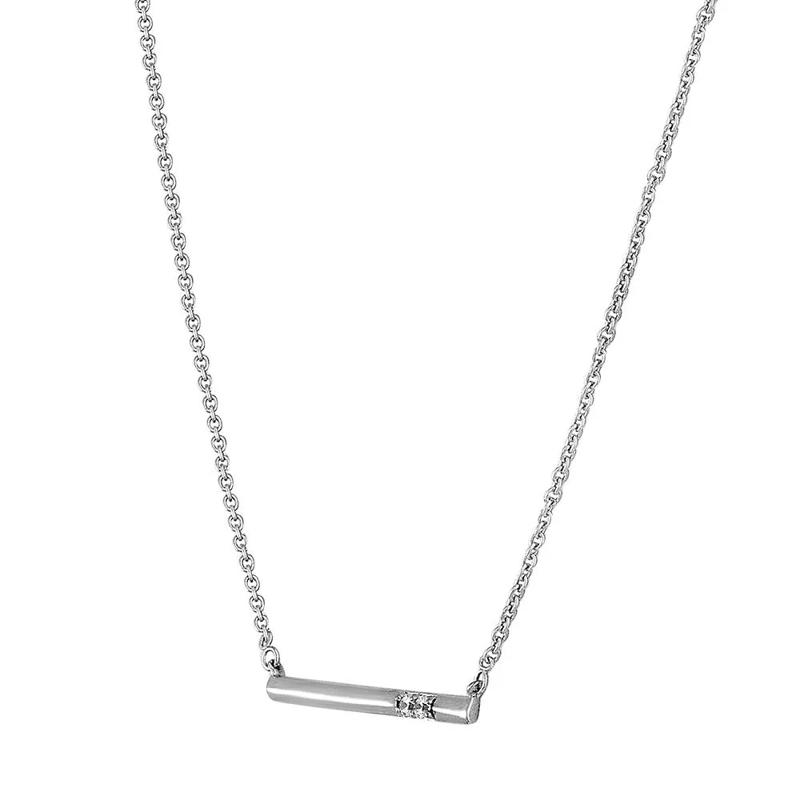 Diamond Two-Stone Bar Necklace in Sterling Silver – Image 2 of 2