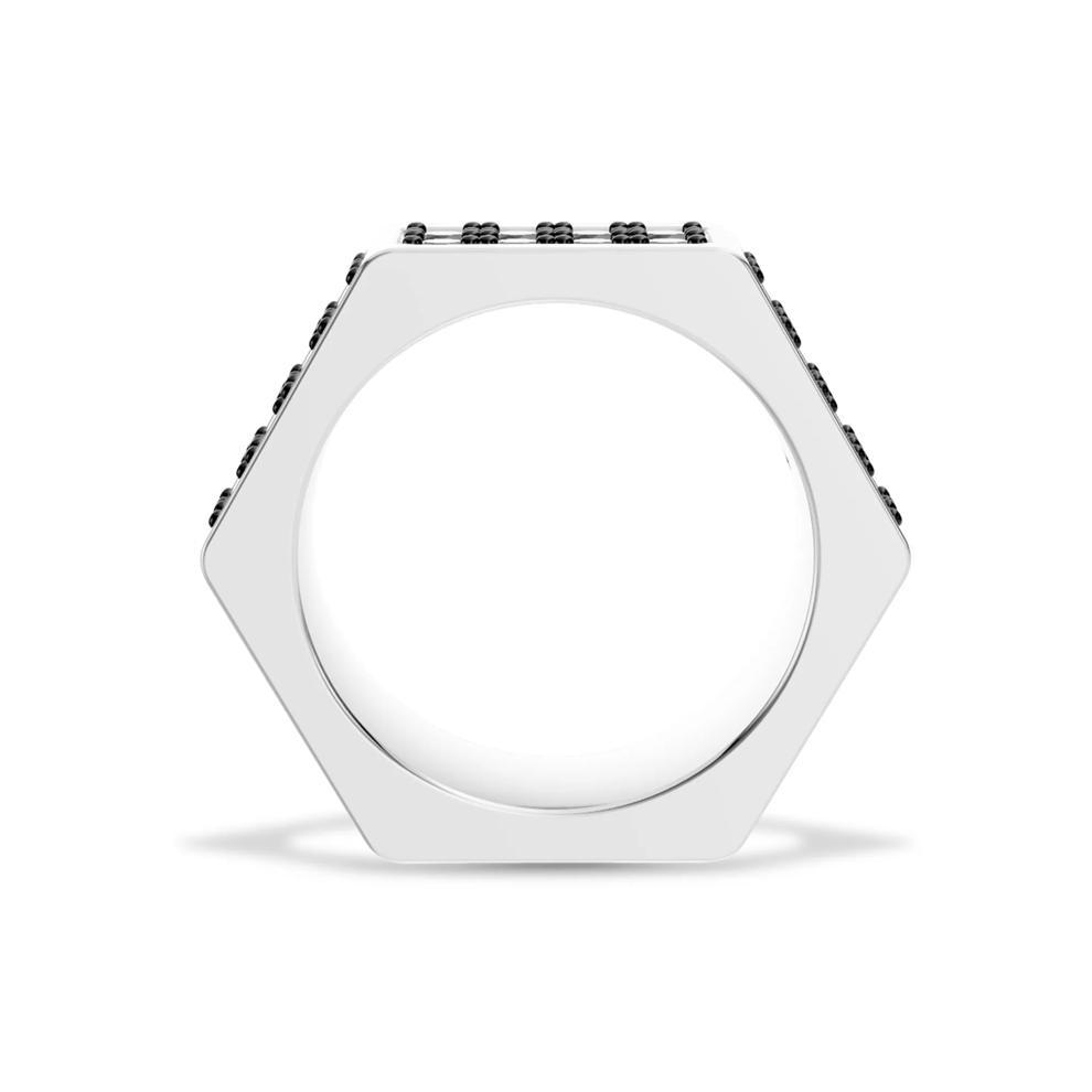 Men's Black Lab Grown Diamond Hex Nut Wide Band in Sterling Silver (1 5/8 ct. tw.) – Image 2 of 4