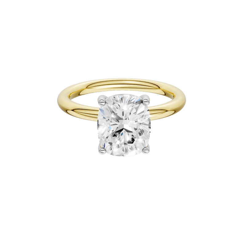 Lab Grown Diamond Elongated Cushion-Cut Engagement Ring in 14K Yellow and White Gold &#40;3 ct. tw.&#41; – Image 1 of 5