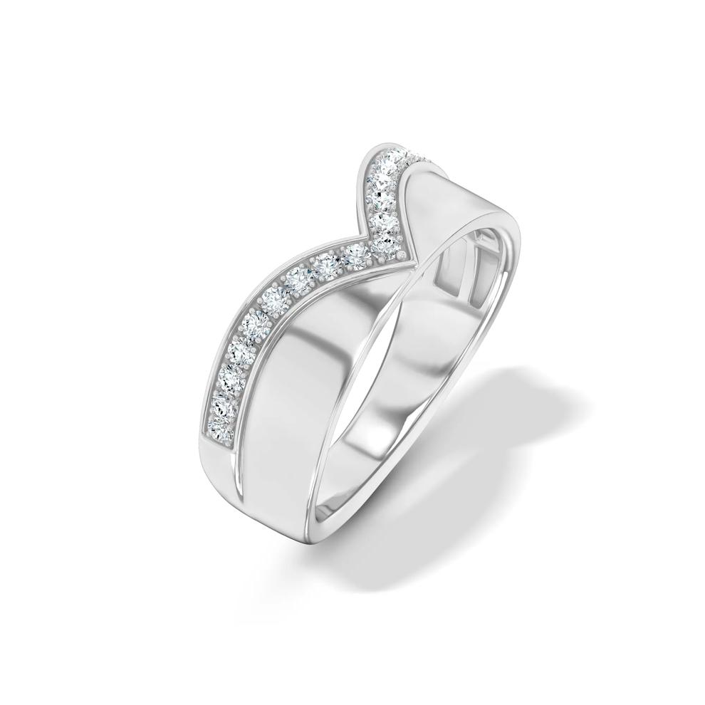 Lab Grown Diamond Wide Chevron Band in 10K White Gold (1/4 ct. tw.) – Image 4 of 4