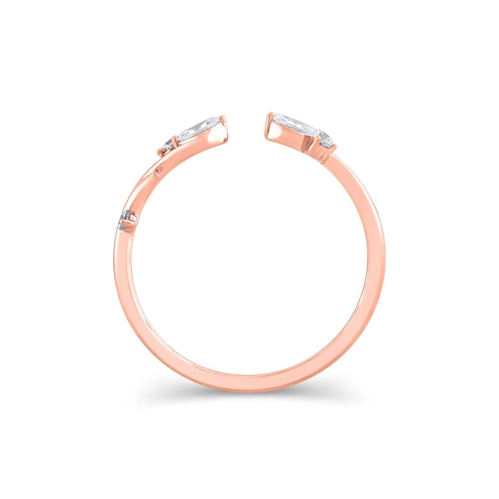 Lab Grown Diamond Round &amp; Marquise Open Stacking Ring in 14K Rose Gold (1/7 ct. tw.) – Image 2 of 3