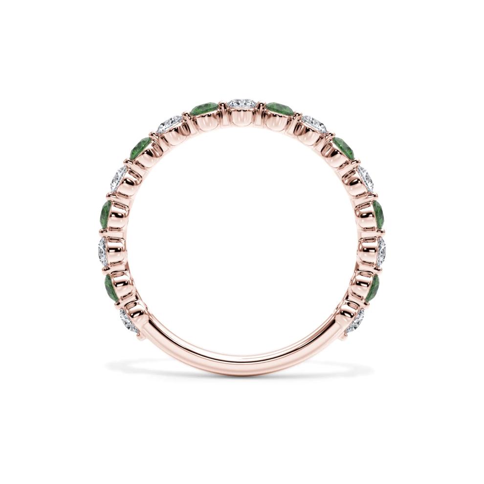 Lab Grown Diamond  &amp; Lab-Created Emerald Half Eternity Anniversary Band in 14K Rose Gold (1/3 ct. tw.) – Image 2 of 4