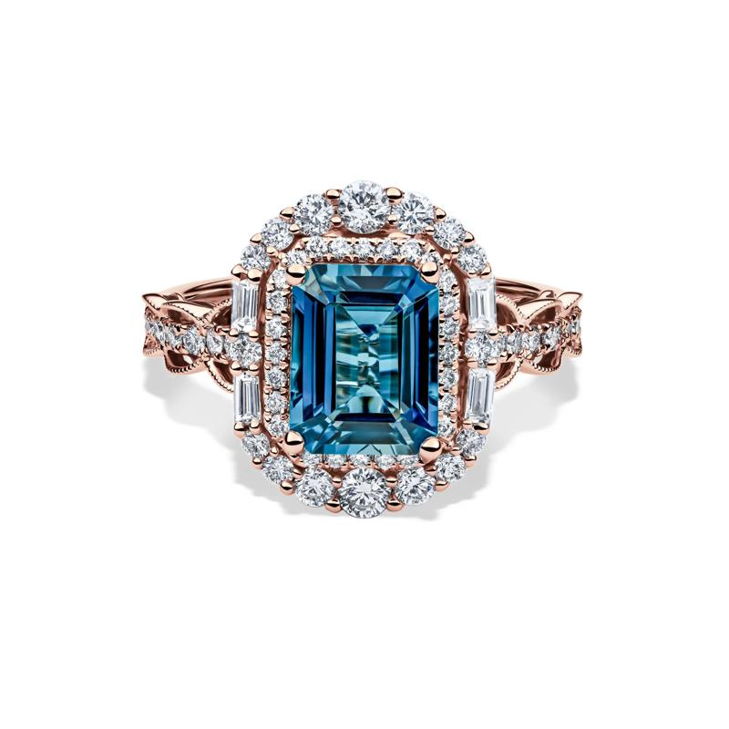 Olivia London Blue Topaz &amp; Diamond Engagement Ring in 14K rose gold &#40;7/8 ct. tw.&#41;  – Image 1 of 4