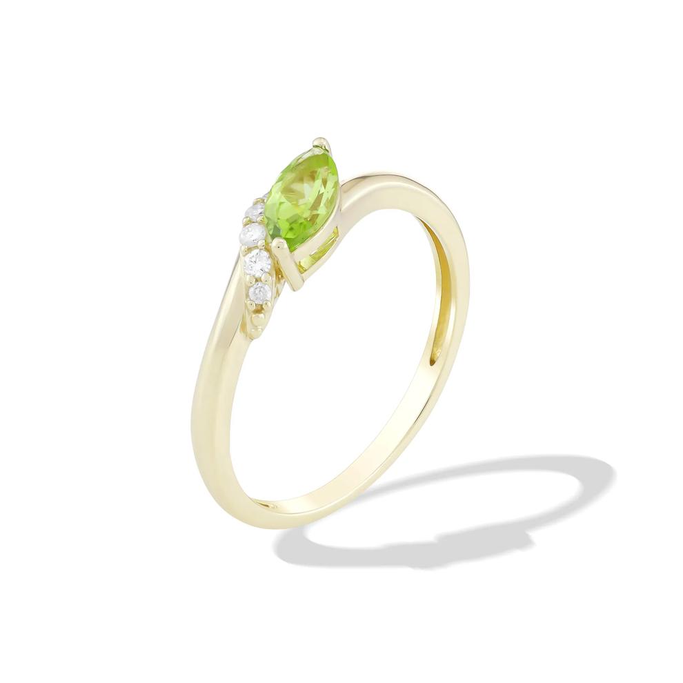 East-West Marquise Peridot &amp; Diamond Accent Ring in 10K Yellow Gold – Image 4 of 4