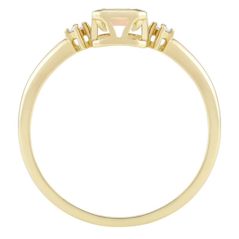 Emerald-Cut Opal and Diamond Accent Ring in 10K Yellow Gold – Image 2 of 3