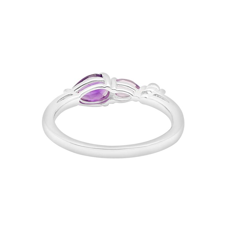 Amethyst Ring with Rose de France and White Topaz in Sterling Silver – Image 5 of 5