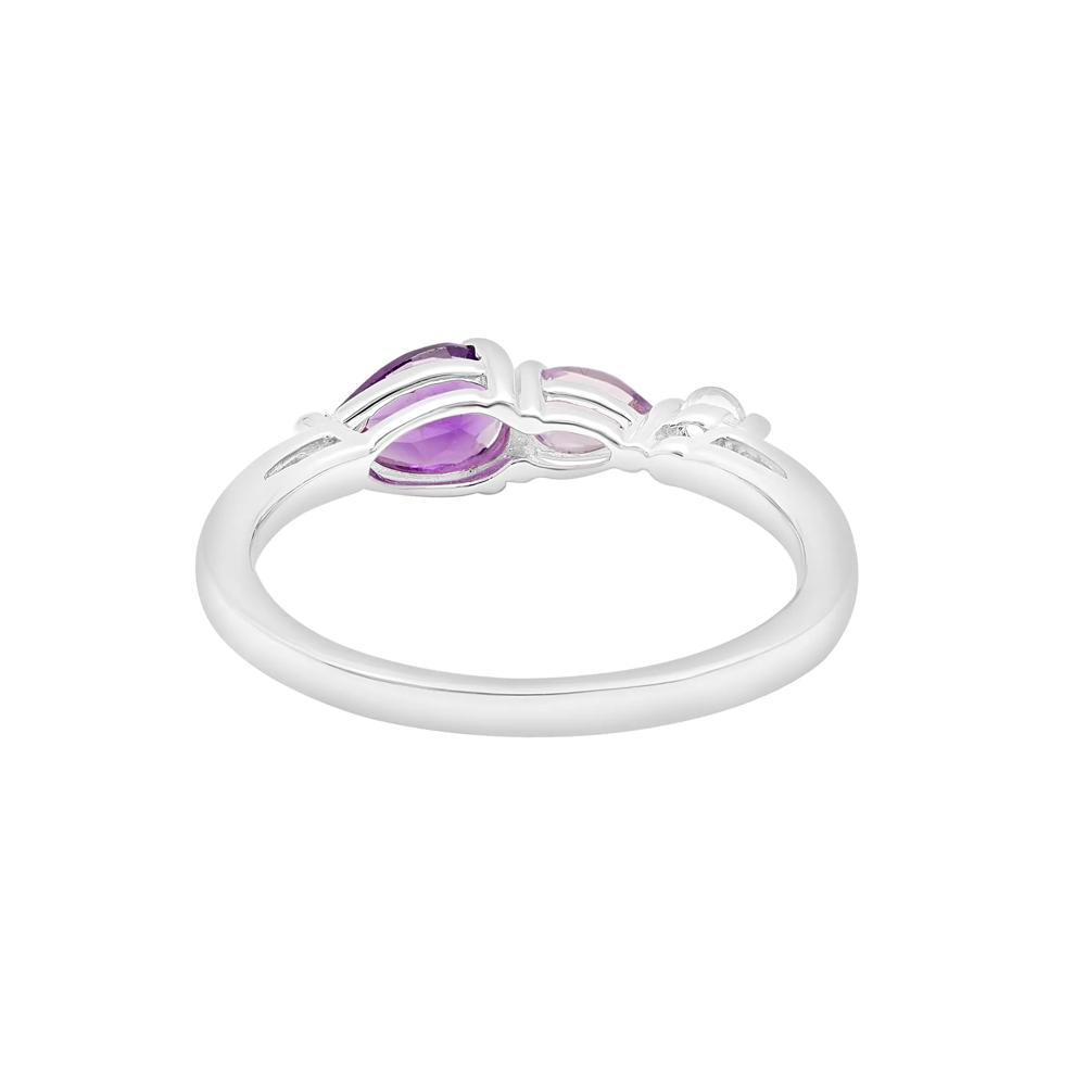 Amethyst Ring with Rose de France and White Topaz in Sterling Silver – Image 5 of 5