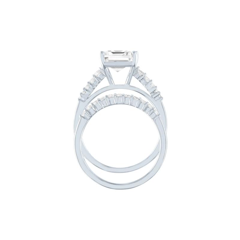 Promise Ring Set with Emerald-Cut Lab Created White Sapphire in Sterling Silver – Image 2 of 3