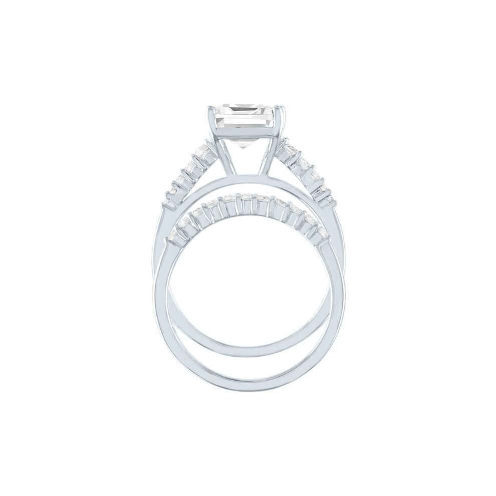 Promise Ring Set with Emerald-Cut Lab Created White Sapphire in Sterling Silver – Image 2 of 3