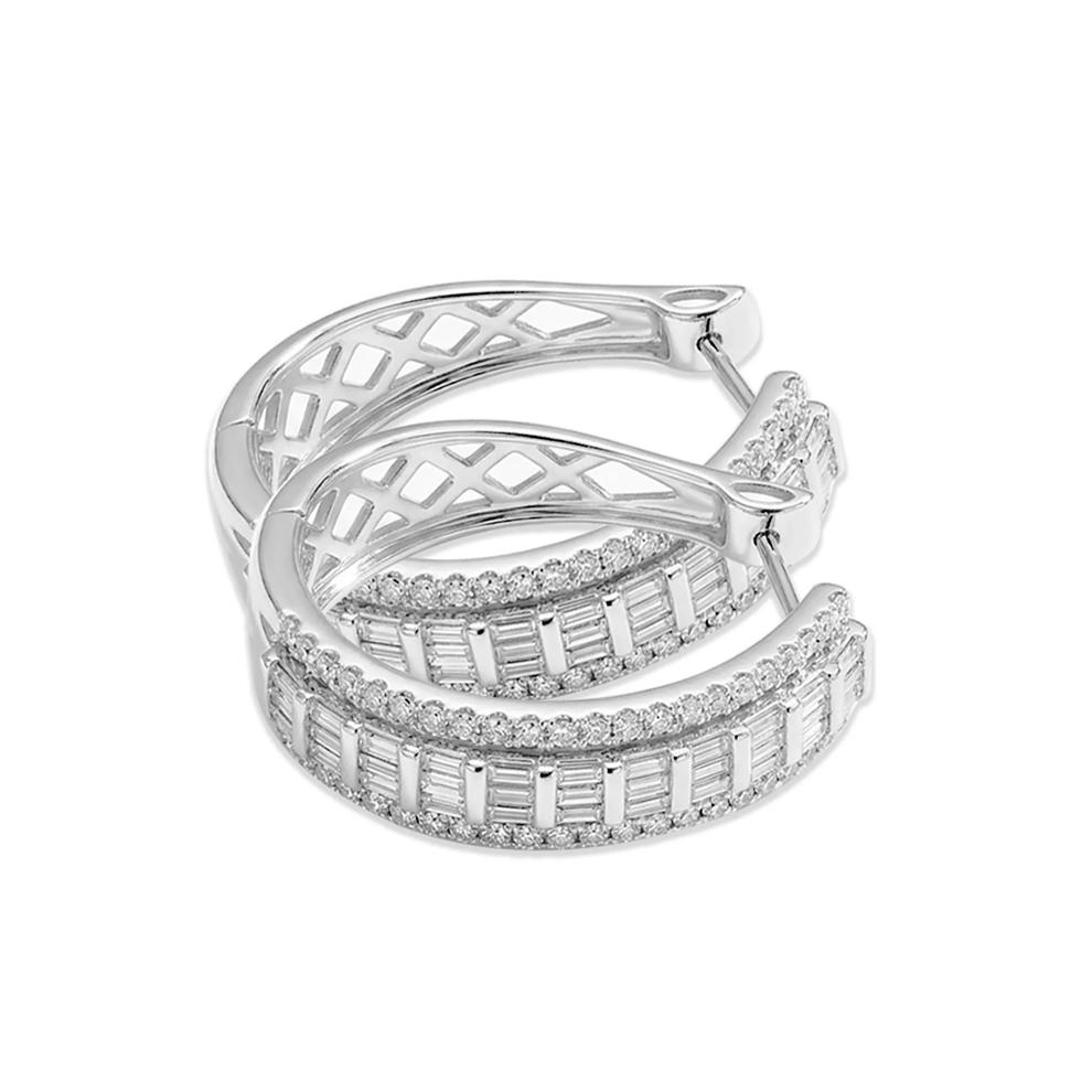 Diamond Hoop Earrings in 10K White Gold (1 1/2 ct. tw.) – Image 2 of 2