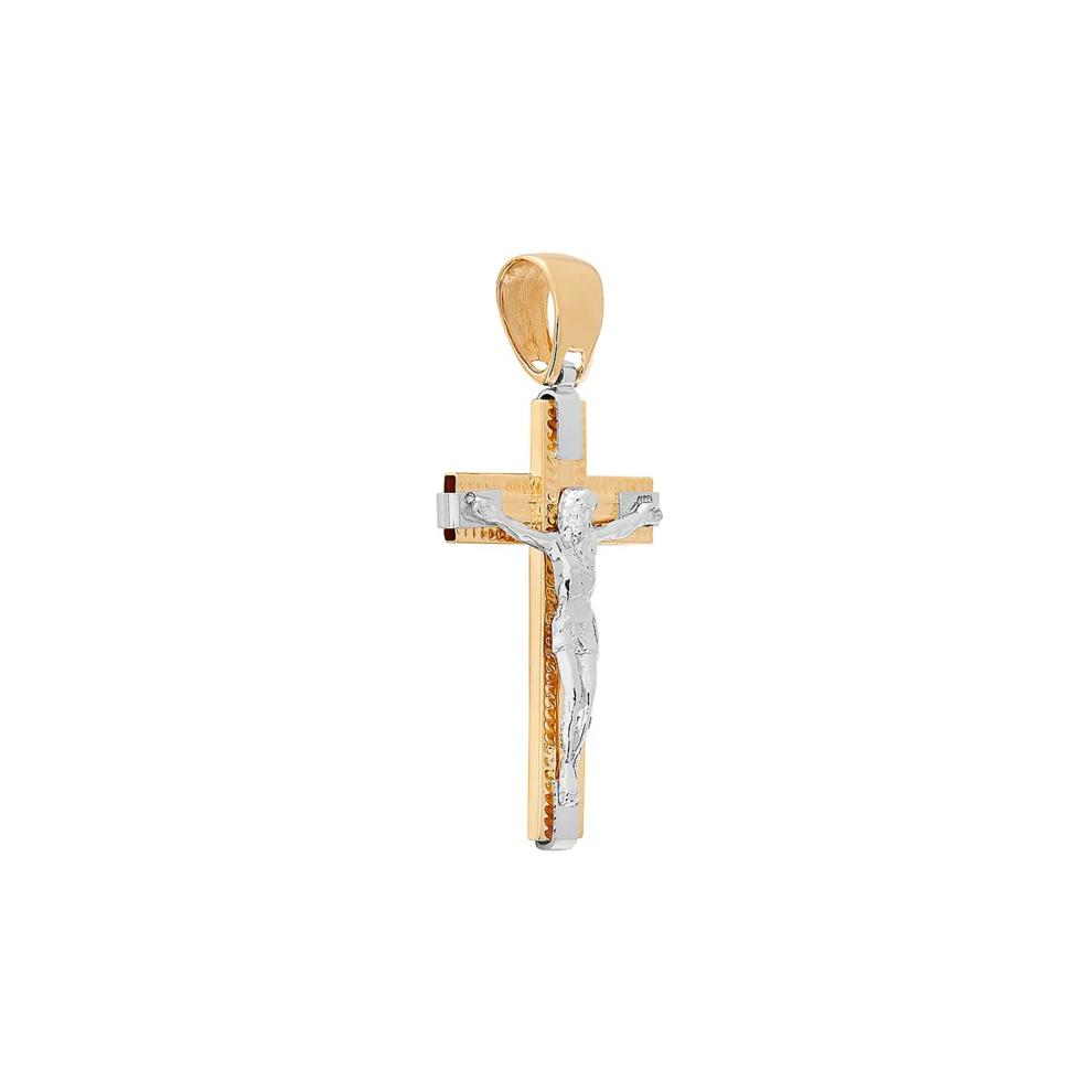 Men's Crucifix Charm in 14K White &amp; Yellow Gold – Image 2 of 2