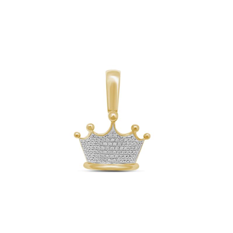 Men&rsquo;s Diamond Crown Charm in 10K Yellow Gold &#40;1/4 ct. tw.&#41; – Image 1 of 2