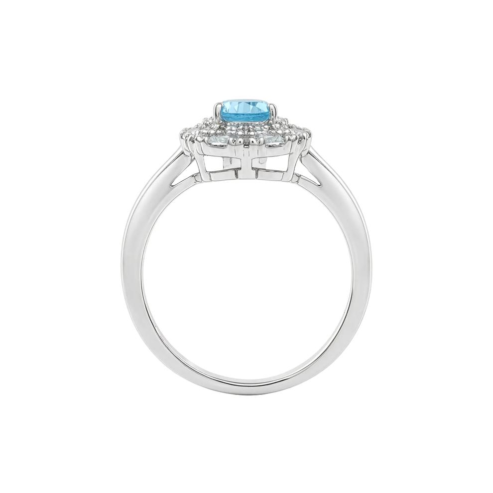 Mixed Blue Topaz &amp; White Topaz Halo Ring in Sterling Silver – Image 2 of 4