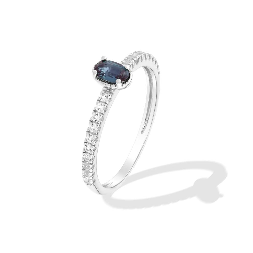 Lab-Created Alexandrite &amp; Lab-Created White Sapphire Stack Ring in Sterling SIlver – Image 4 of 4
