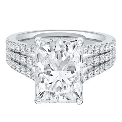 Lotus Lab Grown Diamond Radiant-Cut Engagement Ring in Platinum (4 3/4 ct. tw.)