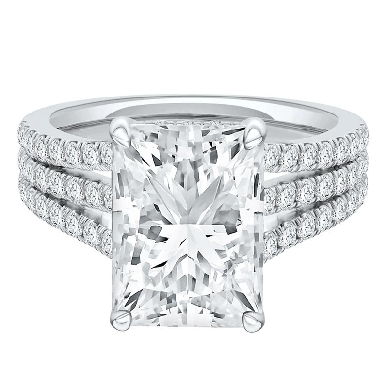 Lotus Lab Grown Diamond Radiant-Cut Engagement Ring in Platinum &#40;4 3/4 ct. tw.&#41; – Image 1 of 5