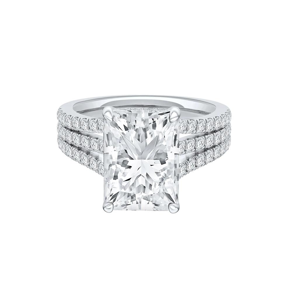 Lotus Lab Grown Diamond Radiant-Cut Engagement Ring in Platinum (4 3/4 ct. tw.) – Image 1 of 4
