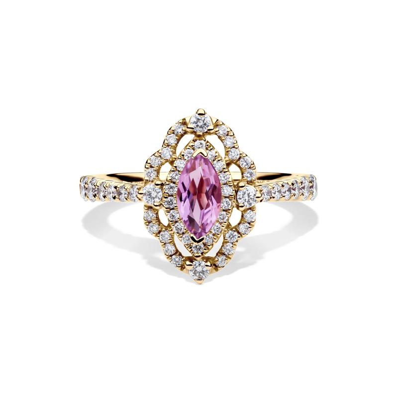 Margaux Rose de France Amethyst Engagement Ring with Diamonds in 14K Yellow Gold &#40;3/4 ct. tw.&#41; – Image 1 of 4