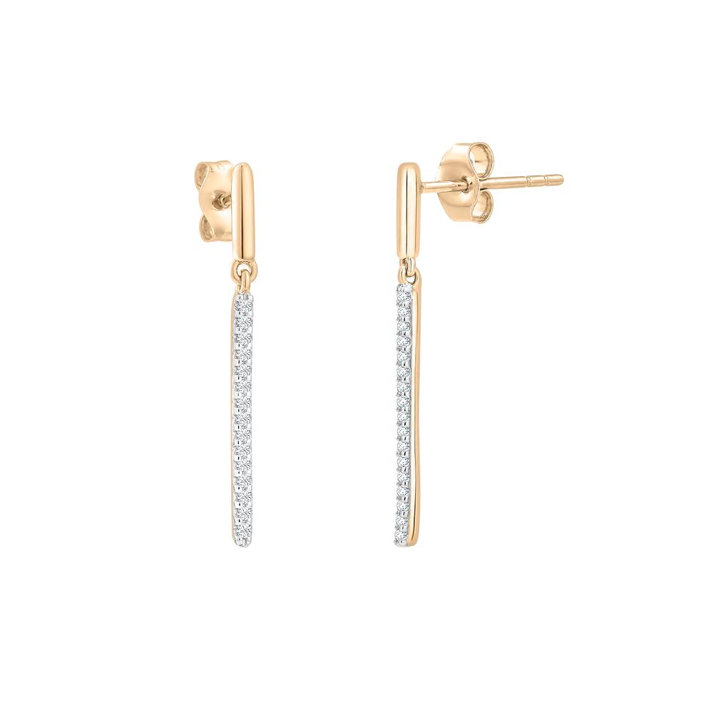 Diamond Bar Drop Earrings in 10K Yellow Gold (1/10 ct. tw.) – Image 2 of 2