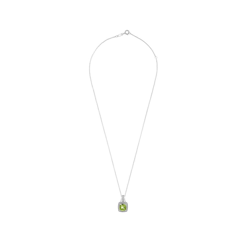 Peridot &amp; Diamond Accent Pendant Necklace in Sterling Silver – Image 3 of 4