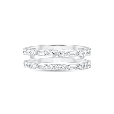 Diamond Round & Baguette Insert Ring in 10K White Gold (1/2 ct. tw.)