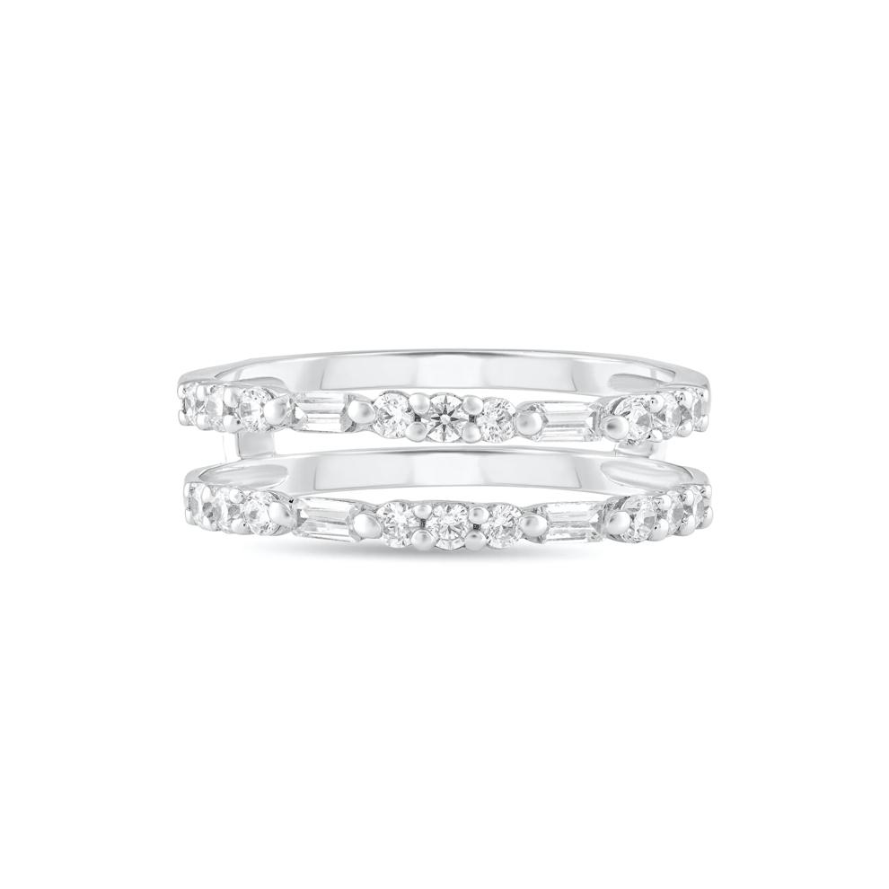 Diamond Round &amp; Baguette Insert Ring in 10K White Gold (1/2 ct. tw.) – Image 1 of 4
