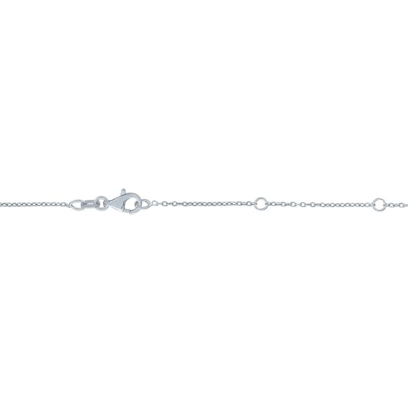 Aquamarine and Diamond Accent Pear-Shaped Half Halo Necklace in Sterling Silver – Image 3 of 3