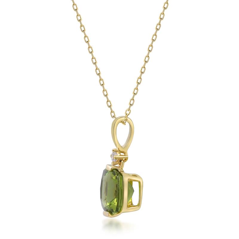 Peridot and Diamond Accent Pendant in 10K Yellow Gold  – Image 2 of 3