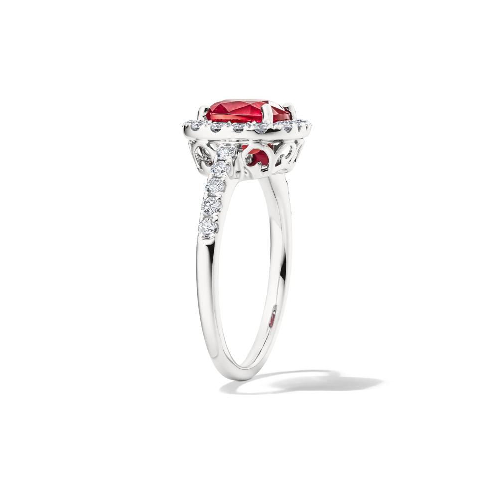 Cushion-Shaped Ruby &amp; Diamond Halo Ring in 14K White Gold (1/2 ct. tw.) – Image 2 of 2