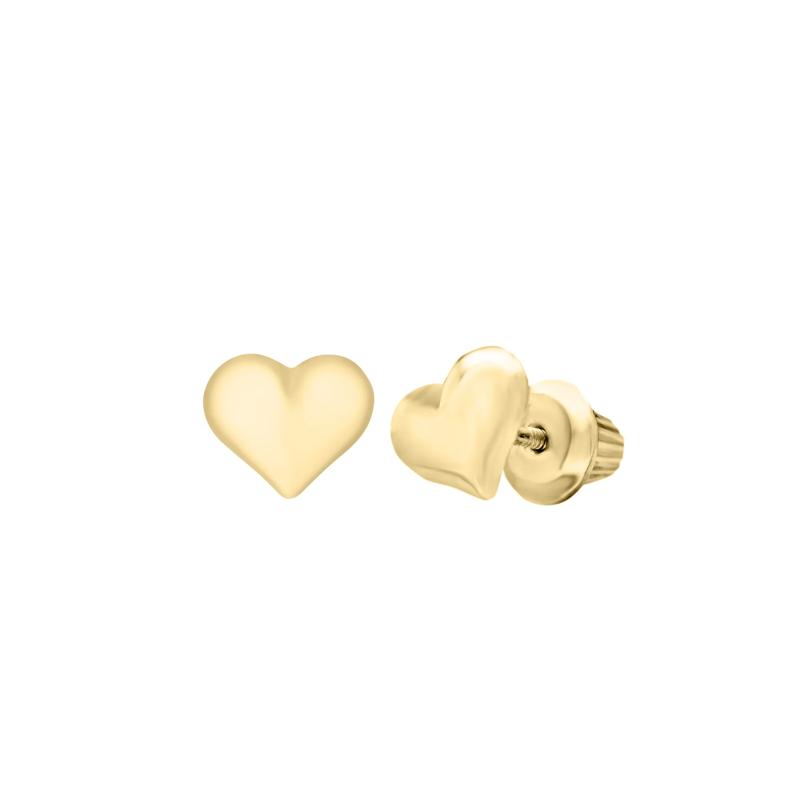 Children&#39;s Heart Earrings in 14K Yellow Gold – Image 1 of 1