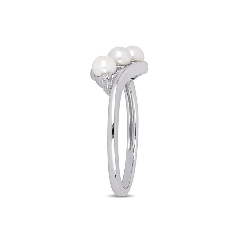 Freshwater Pearl &amp; Diamond Ring in 10K White Gold – Image 3 of 5