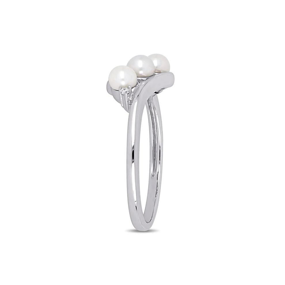 Freshwater Pearl &amp; Diamond Ring in 10K White Gold – Image 3 of 5