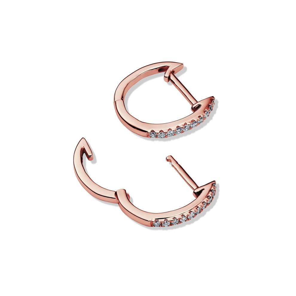 Diamond Huggie Hoop Earrings in 14K Rose Gold (1/10 ct. tw.) – Image 2 of 2