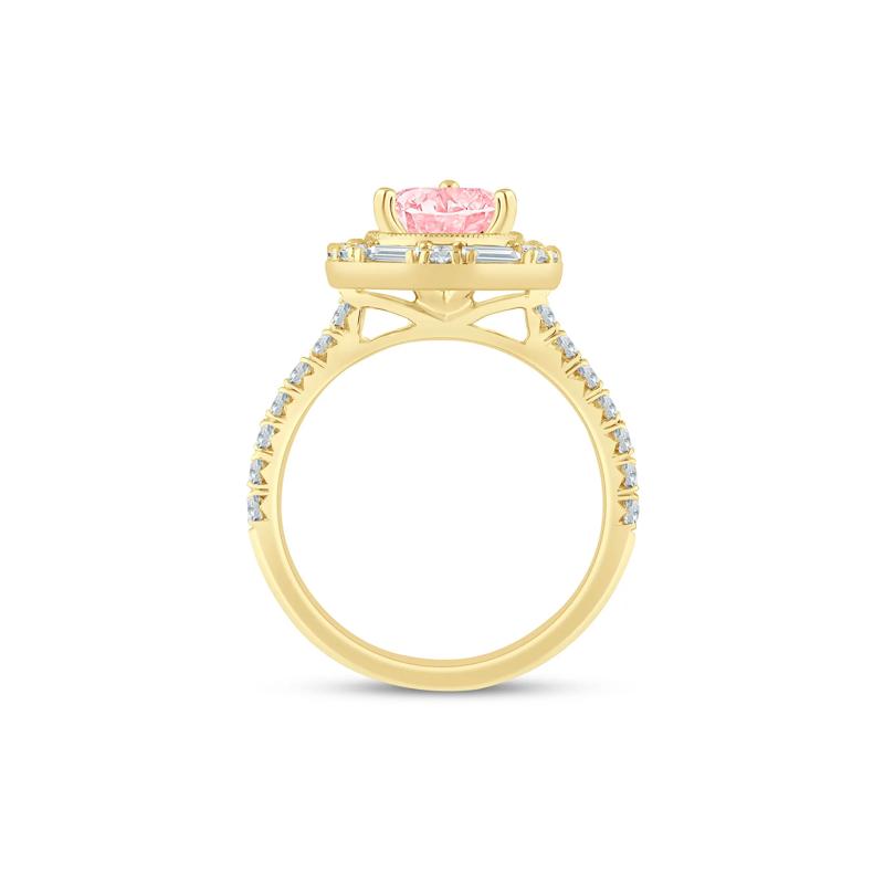 Colette Lab Grown Diamond Pink Pear-Shaped Halo Engagement Ring in 14K Yellow Gold &#40;2 ct. tw.&#41; – Image 2 of 3
