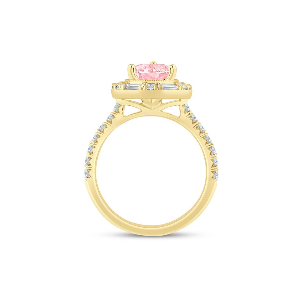 Colette Lab Grown Diamond Pink Pear-Shaped Halo Engagement Ring in 14K Yellow Gold (2 ct. tw.) – Image 2 of 3