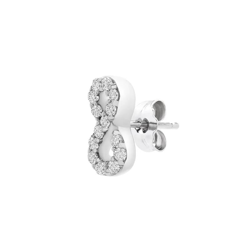 Single Stud Earring with Diamond Infinity Symbol in 10K White Gold – Image 2 of 2