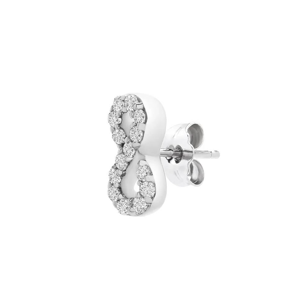 Single Stud Earring with Diamond Infinity Symbol in 10K White Gold – Image 2 of 2